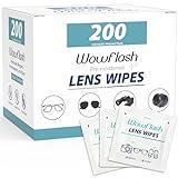 200 Count Lens Wipes for Eyeglasses, Eyeglass Lens Cleaning Wipes Pre-moistened Individually Wrapped Sracth-Free Streak-Free Eye Glasses Cleaner Wipes for Sunglass, Camera Lens, Goggles