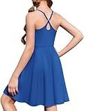 Zaclotre Girls Dresses with Romper Shorts and Pockets Summer Adjustable Spaghetti Straps Athletic Golf Tennis Dress for Kids Royal Blue