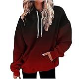 Ceboyel Womens Neon Print Oversized Sweatshirt Drawstring Pullover Sweatshirt Trendy Sweater Tops Fall Fashion Clothes 2023 Trendy Hoodies for Women 2023 Wine S