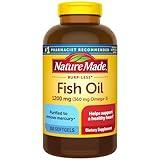 Nature Made Burp Less Fish Oil 1200 mg, Fish Oil Supplements, Omega 3 Fish Oil for Healthy Heart Support, Omega 3 Supplement with 300 Softgels, 150 Day Supply