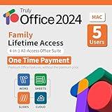 TrulyOffice 2024 Family Lifetime License for Mac | 4 in 1 All Access TrulyOffice Suite | Words, Sheets, Slides, and Cloud | 5 Users | Physical Activation Card