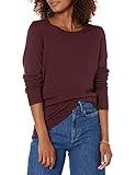 Amazon Essentials Women's Long-Sleeve Lightweight Crewneck Sweater (Available in Plus Size), Burgundy, Medium