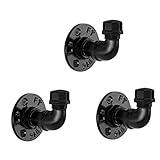 Pynsseu Industrial Pipe Hooks 3 Pack, Iron Robe and Towel Hook, Heavy Duty DIY Wall Mounted Rustic Coat Hanger Hat Holder, Matte Black Hook