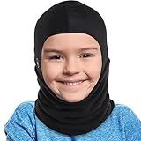 Tough Headwear Ski Mask for Kids - Kids Balaclava, Toddler Neck Warmer, Kids Helmet Liner - Kids Ski Neck Gaiter & Kids Ski Mask Fleece Hood Black