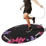 Jump Rope Mat Large Rubber Exercise Indoor Outdoor Shock Absorbing Non-Slip Oval Design for Floor & Rope Protection, Workout for Home Gym Flooring (Purple)