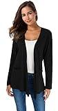 TownCat Cardigans for Women Loose Casual Long Sleeved Open Front Breathable Cardigans with Pocket (Black,L)
