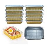 SuiXinCook Aluminum Foil Pans with lids 10pack Heavy Duty 2LB Small foil pan 8.5"×6" Disposable, For Microwave & Oven Safe Cooking,Baking,A takeaway food container,Gold