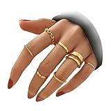 FAXHION Gold Knuckle Rings Set for Women Snake Chain Stacking Ring Vintage BOHO Midi Rings SIze Mixed