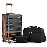 NEISIA Carry On Luggage Set 22x14x9 Airline Approved， Expandable Hard Shell Suitcase with Spinner Wheels TSA Lock，3 Piece Lightweight Travel Luggage (Black)