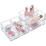 STORi SimpleSort 6-Piece Stackable Clear Drawer Organizer Set | 6" x 3" x 2" Rectangle Trays | Small Makeup Vanity Storage Bins and Office Desk Drawer Dividers | Made in USA