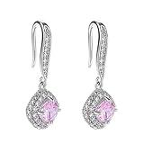 black of friday deals 2024 deals of the day clearance prime 18K White Gold Created Gemstone Diamond Accent Drop Earrings Shape Cubic Zirconia Crystal Rhinestone Hypoallergenic