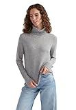Style Republic Women's 100% Cashmere Turtleneck Sweater, Regular Fit, Stylish Premium Knit Jumper for Fall Autumn Winter, Light Gray, Size S