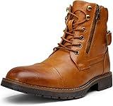 Vostey Men's Boots Casual Dress Boots for Men Brown Boots Mens Motorcycle Combat Ankle Oxford Boots (BMY678A yellow brown 10)