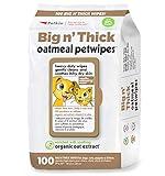 Petkin Pet Wipes for Dogs and Cats, Oatmeal, 100 Wipes (Large) for Dogs and Cats - Soothes Itchy Dry Skin and Cleans Ears, Face, Butt, Body and Eye Area - Idea for Home and Travel