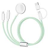 𝐔𝐩𝐠𝐫𝐚𝐝𝐞𝐝 𝐑𝐚𝐩𝐢𝐝 𝐅𝐚𝐬𝐭 Charging USB C Watch Phone Charger 3 in 2 Cable, Compatible with Apple Watch Ultra SE Series 1-9, Universal Travel Multi Devices All in One Cord, 4FT/1.2M-Green