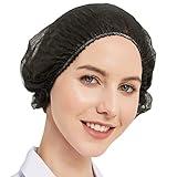 ProtectX 100-Pack Black Disposable Hair Nets, Elastic Head Cover, Bouffant Caps, Sanitation Head Cover for Food Service, Spa Men & Women - 21 inch