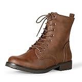 Amazon Essentials Women's Lace-Up Combat Boots, Cognac, 8.5