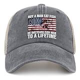 Buy A Man Eat Fishes He Day Teach Fish Man to A Lifetime hat Mens Retro Quote Baseball Hats Mens Trucker hat gray01 Cycling Cap Funny Unique Gifts for Welders