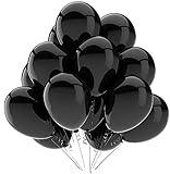KBZVNAF Black Balloons Latex Party Balloons - 50 Pack 12 inch Helium Matte Black Balloons for Wedding Graduation Baby Shower Birthday Party Decorations
