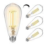 DAYBETTER 4 Pack Vintage LED Edison Bulbs, E26 Led Bulb 60W Equivalent, Dimmable Led Light Bulbs, High Brightness 800 LM Warm White 2700K, ST58 Antique LED Filament Bulbs, Clear Glass Style for Home