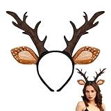 woxafo Deer Antlers Headband, Deer Costume for Women Adults, Cute Reindeer Horns Ears Costume Accessories for Halloween Christmas Cosplay Costume Party Favors Supplies