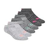 PUMA womens 6 Pack Runner Running Socks, Grey Orange, 11-Sep US