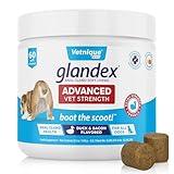 Glandex Anal Gland Soft Chew Treats with Pumpkin for Dogs Digestive Enzymes, Probiotics Fiber Supplement for Dogs Boot The Scoot (Advanced Strength Duck/Bacon Chews (Vegetarian), 60ct)