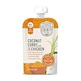 Serenity Kids 6+ Months World Explorers Baby Food Pouches Puree Made with Ethically Sourced Meat & Organic Veggies - 3.5 Ounce BPA-Free Pouch - Chicken Coconut Curry - 6 Count - Chicken Baby Food