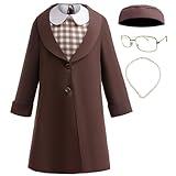 Coolproud American Historical Figures Rosa Parks Costume includes coat dress glasses hat and necklace