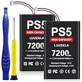 Luuzkla 7200mAh PS5/LIP1708 Battery (2 Pack), (2024 New Upgrade) Replacement for PS5 PlayStation 5 Dual Sense Controller CFI-ZCT1W-0 Cycle-24 Months Service