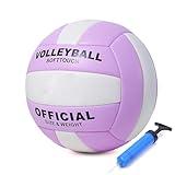 ABAJI Volleyball Purple Official Size Thicker PU Waterproof Anti-Explosion Design Training Practice Indoor Outdoor Beach Pool Play 15+ Years