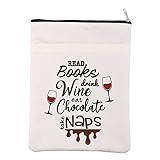 Read Books Drink Wine Eat Chocolate Take Naps Book Sleeve Bookworm Gift Book Lover Book Cover Gift (BookWineBS)