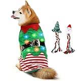 Idepet Christmas Dog Clothes Costume and Christmas Rope Toy with Colorful Light Warm Dogs Christmas Cosplay Funny Pet Outfit New Year Puppy Cats Clothing Dress Up Apparel for Party Holiday (Medium)