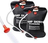 DkOvn 2 Pack Solar Shower Bag, 5 Gallons/20L Camping Shower Bag, Portable Shower Bag with Removable Hose and On-Off Switchable Shower Head for Camping Beach Swimming Outdoor Traveling