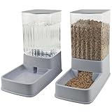 Tokenkuko Automatic Cat Feeder and Water Dispenser in Set,Automatic Food Feeder and Waterer Set 3.8L with Pet Food Bowl for Small Medium Dog Pets Puppy Kitten Large Capacity(1 Gallon x 2,Grey)