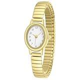 IBSO Easy Read Ladies Quartz Wrist Watch, Small Analog Gold Watch for Women with Oval Case, Water Resistant (CDEWA GD)