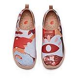 UIN Women's Art Painted Travel Shoes Slip On Knitted Casual Loafers Lightweight Comfort Graffiti Art Fashion Sneaker Toledo Ⅰ See The World (5.5)