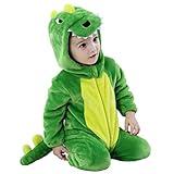 QIAONIUNIU Halloween Baby Green Dinosaur Costumes Toddler Outfit Infants Cosplay Romper 6-12 Months