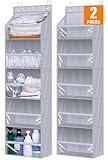 AOODA 2 Pack Over the Door Organizer, Large Capacity Closet Door Hanging Organizer, Clear Deep Pockets Baby Organizer Storage for Nursery, Bathroom, Bedroom, Pantry, Diapers (Grey)