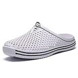 xsby Mens Womens Mules & Clogs Garden Shoes Summer Breathable Mesh Slippers Non-Slip Outdoor Beach Sandals Unisex White 37