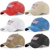Tarpop 6 Pcs American Flag Baseball Cap Tactical USA Flag Hats Adjustable Washed Us Cap(Fresh Color,Novelty Style)