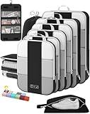 10 Set Compression Packing Cubes for Travel Essentials,Compressible Expandable Packing Cubes for Suitcase,OlarHike Luggage Organizer Bags for Travel,Handy Helper for Organizing Clothes(Black)