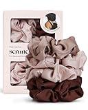 Kitsch Satin Scrunchies for Women - No Crease Hair Ties for Girls | Scrunchies For All Hair Types and Textures, Perfect for Day or Night - 5 Pcs, Cameo