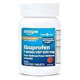 Amazon Basic Care Ibuprofen Tablets 200 mg, Pain Reliever/Fever Reducer, Body Aches, Headache, Arthritis Pain Relief and More, 500 Count (Packaging may vary)