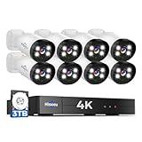 Hiseeu 4K Wired Security Camera System with Audio,Smart Color Night Vision,3TB Hard Drive,AI Human/Vehicle Detection,8PCS 8MP IP67 Weatherproof Home CCTV Cameras,Indoor/Outdoor Surveillance DVR Kit