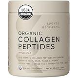 Sports Research® Organic Collagen Peptides - Hydrolyzed Type I & III Collagen Protein Powder Sustainably Sourced from Grass-Fed Bovine - Unflavored, Organic Certified & Gluten Free - 30 Servings