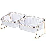 Elevated Cat Bowls, 5.5 inches Food & Water Bowls 15° Tilted Raised Food Feeding Dishes with Iron Stand for Cats and Puppy, with 2 Large Bowl and 4 Anti Slip Feet, Dishwasher Safe