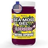 Biolore Sea Moss Gel Elderberry Made in USA Raw Wildcrafted Irish Seamoss Essential Vitamins Trace Minerals Vegan Superfood, Jam, Jelly & Sweet Spread Gifts (Elderberry 8OZ)