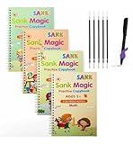 Magical Handwriting Workbooks Handwriting Practice Copybook, Handwriting Aid Magic Pen Reusable Copybook Grooves Template Design for Children Books Suitable for Children's Learning (5)