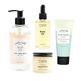 Tubby Todd New Baby & Mom Sensitive Skincare Kit - The Mama + Baby Gift Set - Baby Shampoo and Body Wash 8.5 Oz, All Over Ointment 2 Oz, Belly Oil 2 Fl Oz & Nipple Balm 1.9 Oz - Fragrance-Free